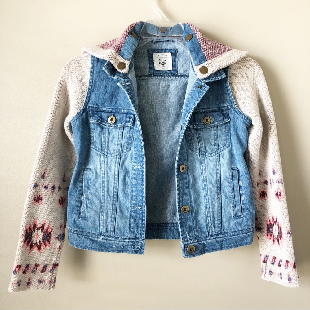 BILLABONG Girls Jean/Sweater Jacket with Hood M